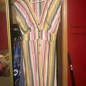 Striped Multicolor Button-Down Dress